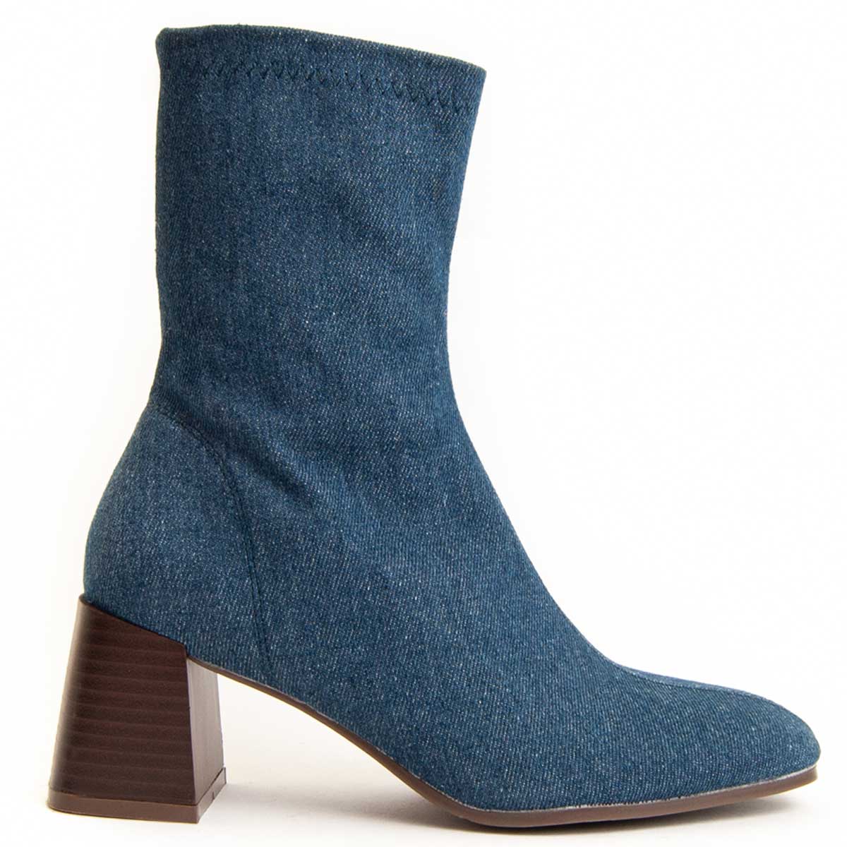 Denim-Stiefeletten mit Karree-Spitze