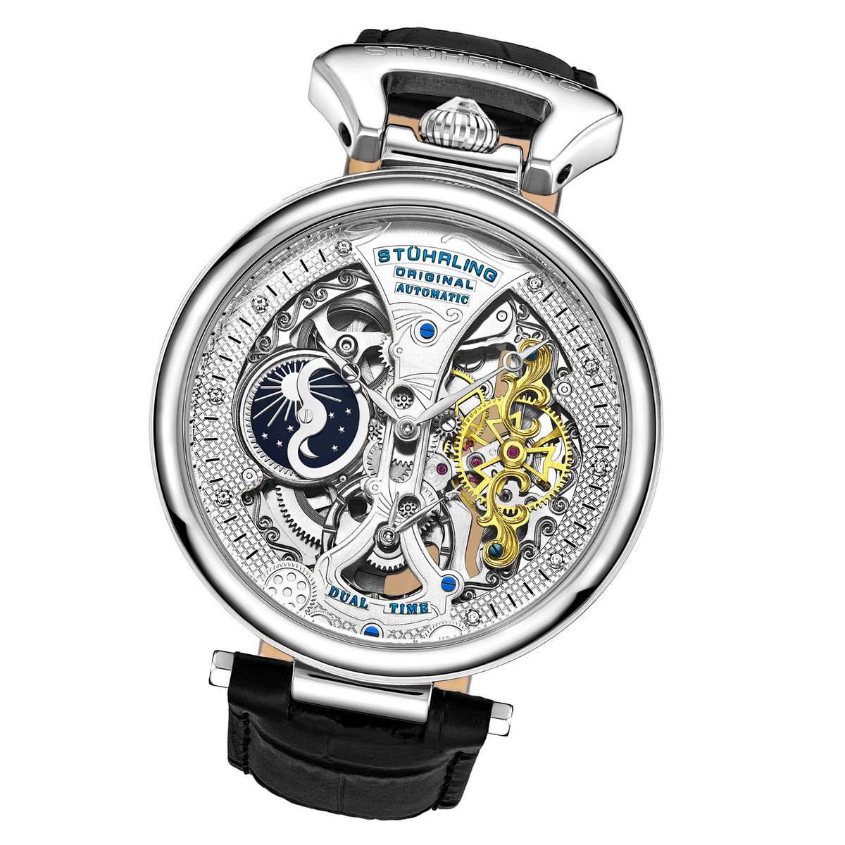 Skelett Automatik Uhr mit Dualzeit