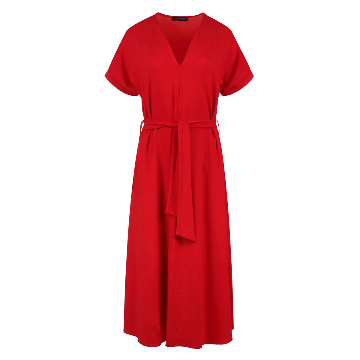 Rotes Midikleid mit Gürtel