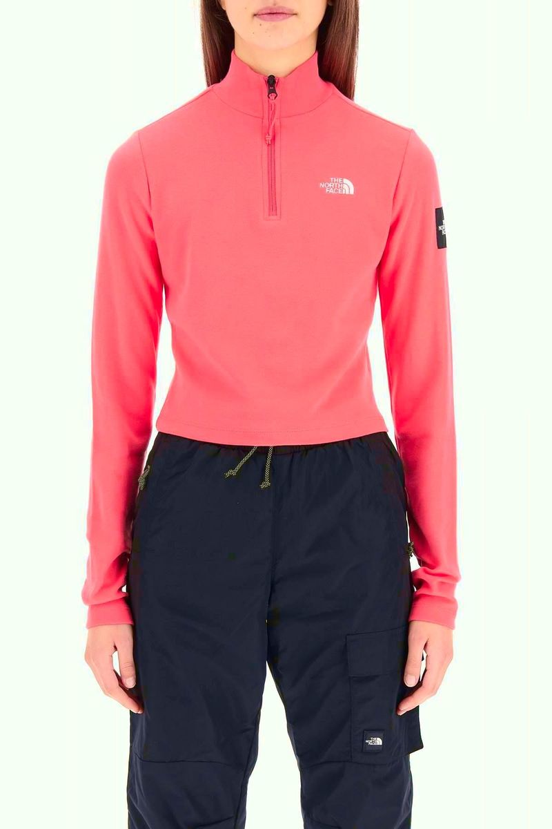 Damen Kurzgeschnittenes Viertel-Reißverschluss-Pullover-Top