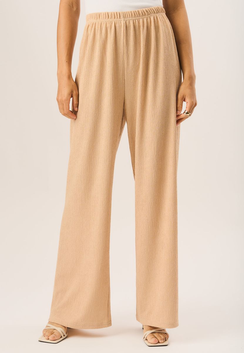 Strukturierte Hose mit weitem Bein und Zugband