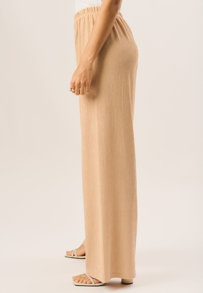 Strukturierte Wide-Leg Schlupfhose