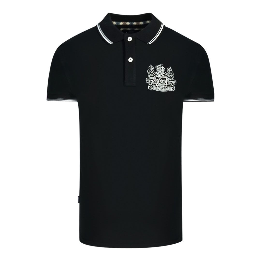 Schwarzes Poloshirt mit Wappenlogo