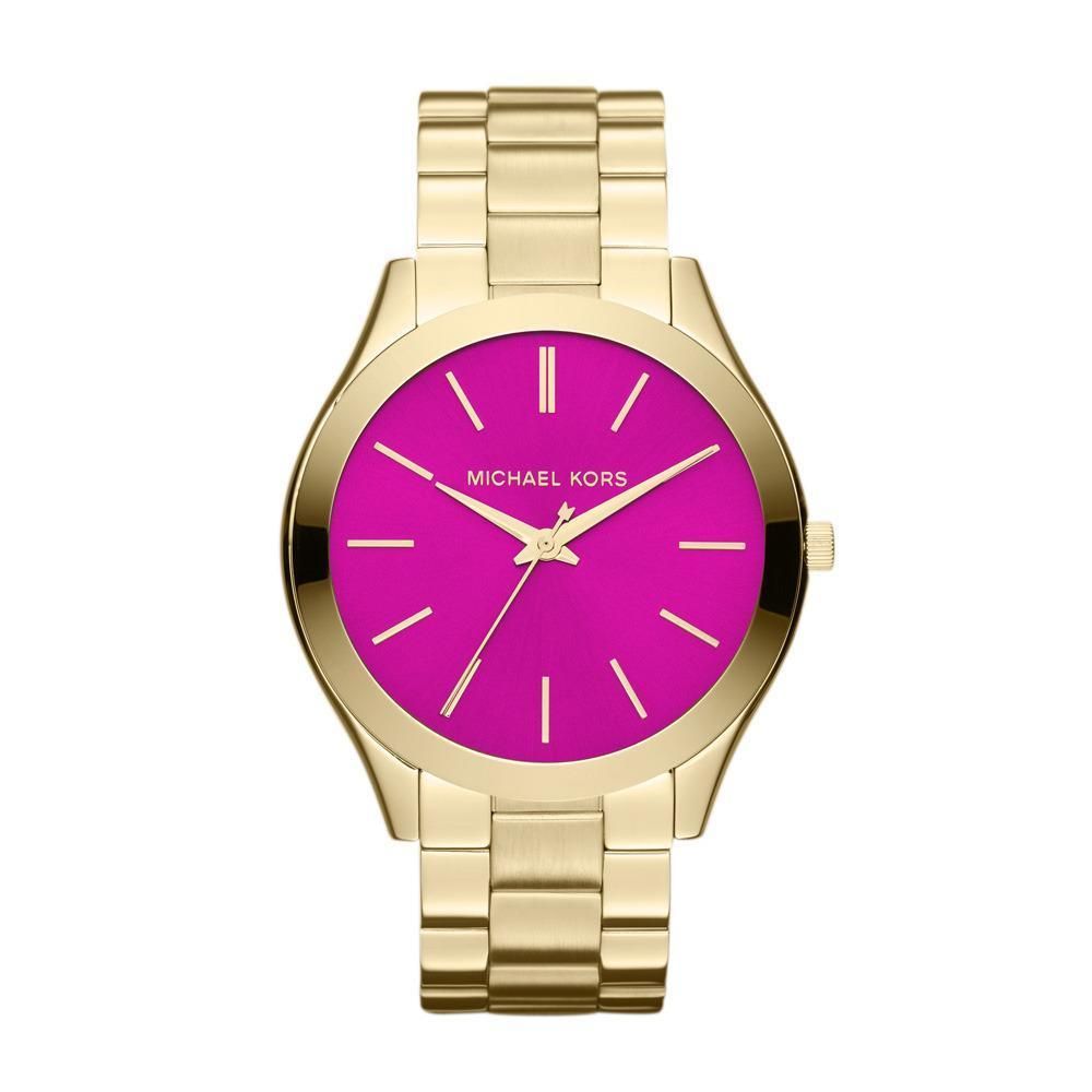 Goldfarbene Edelstahl-Runway-Uhr