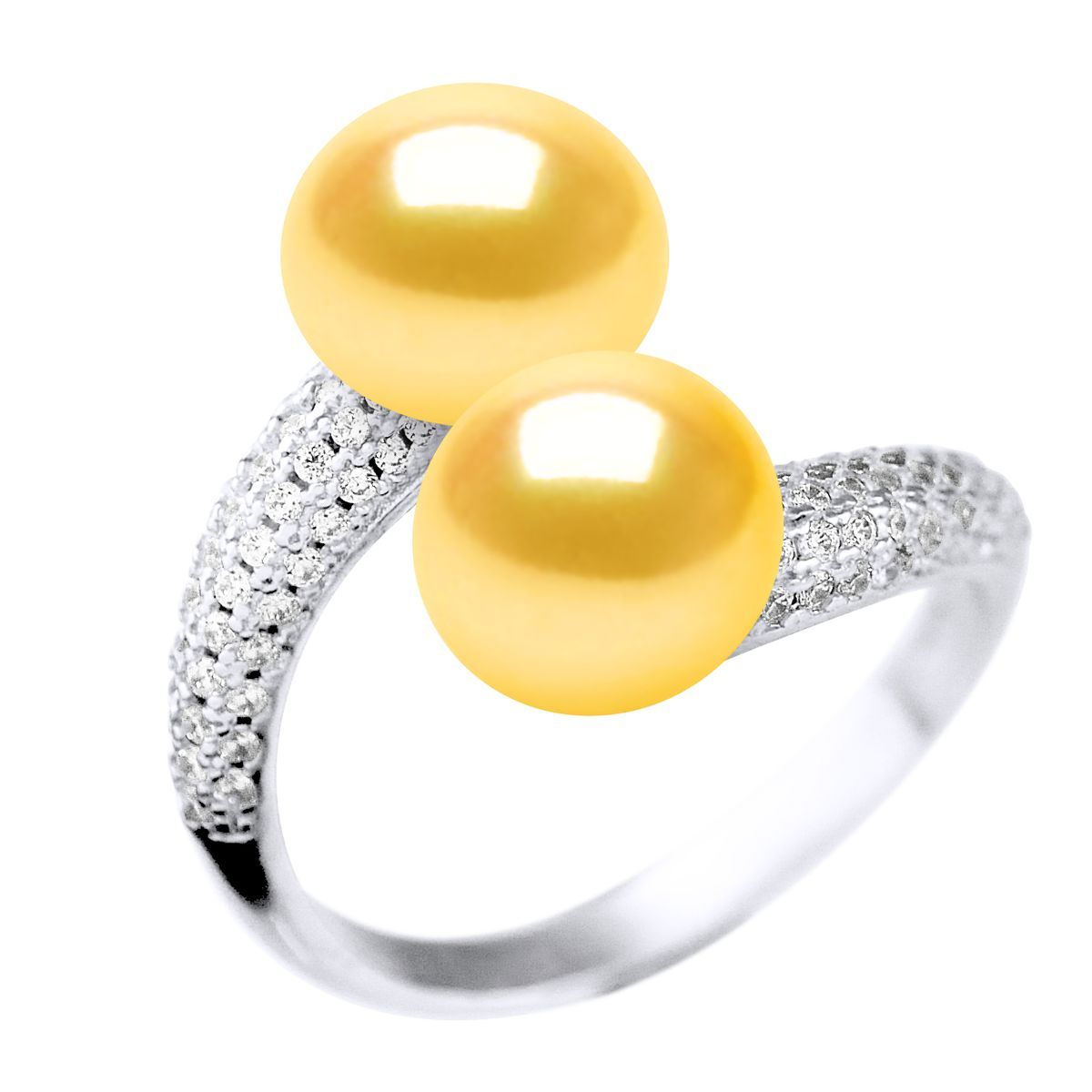 Goldener Perlenring mit zwei Steinen