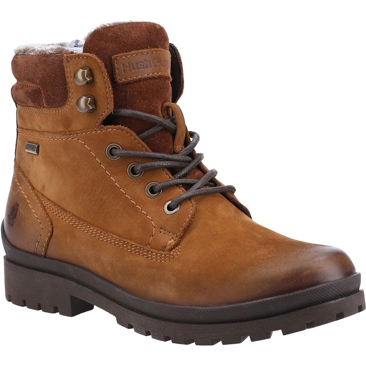 Hush Puppies Annay Leder Damen Stiefel Camel