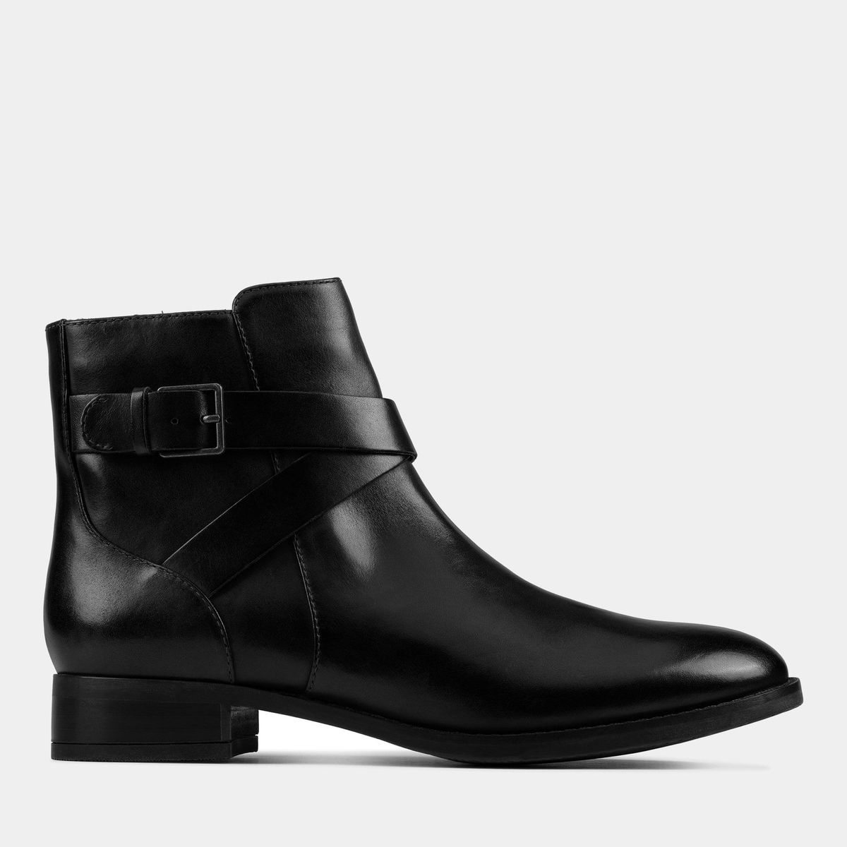 Leder-Stiefelette mit Schnallenriemen