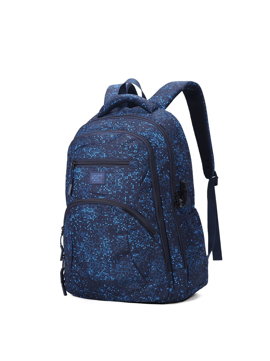 Gemusterter Tech-Rucksack mit vielen Fächern