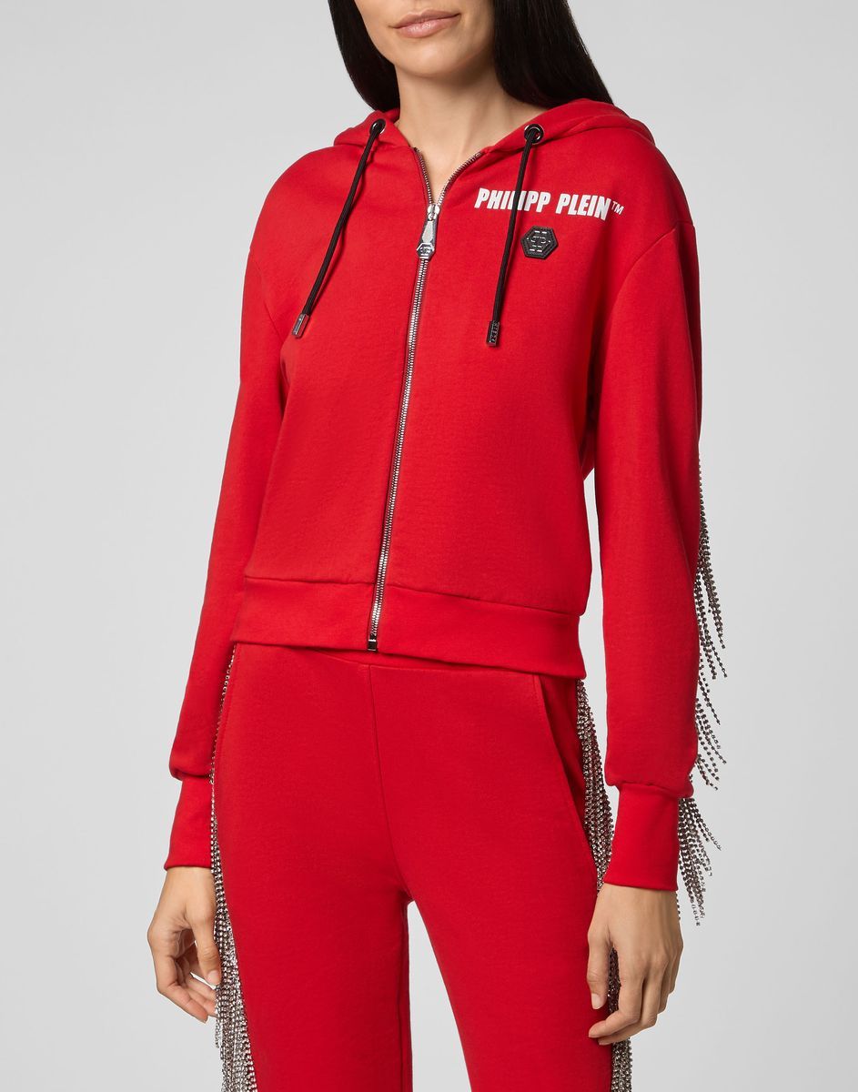 Zip-Hoodie mit Fransendetails
