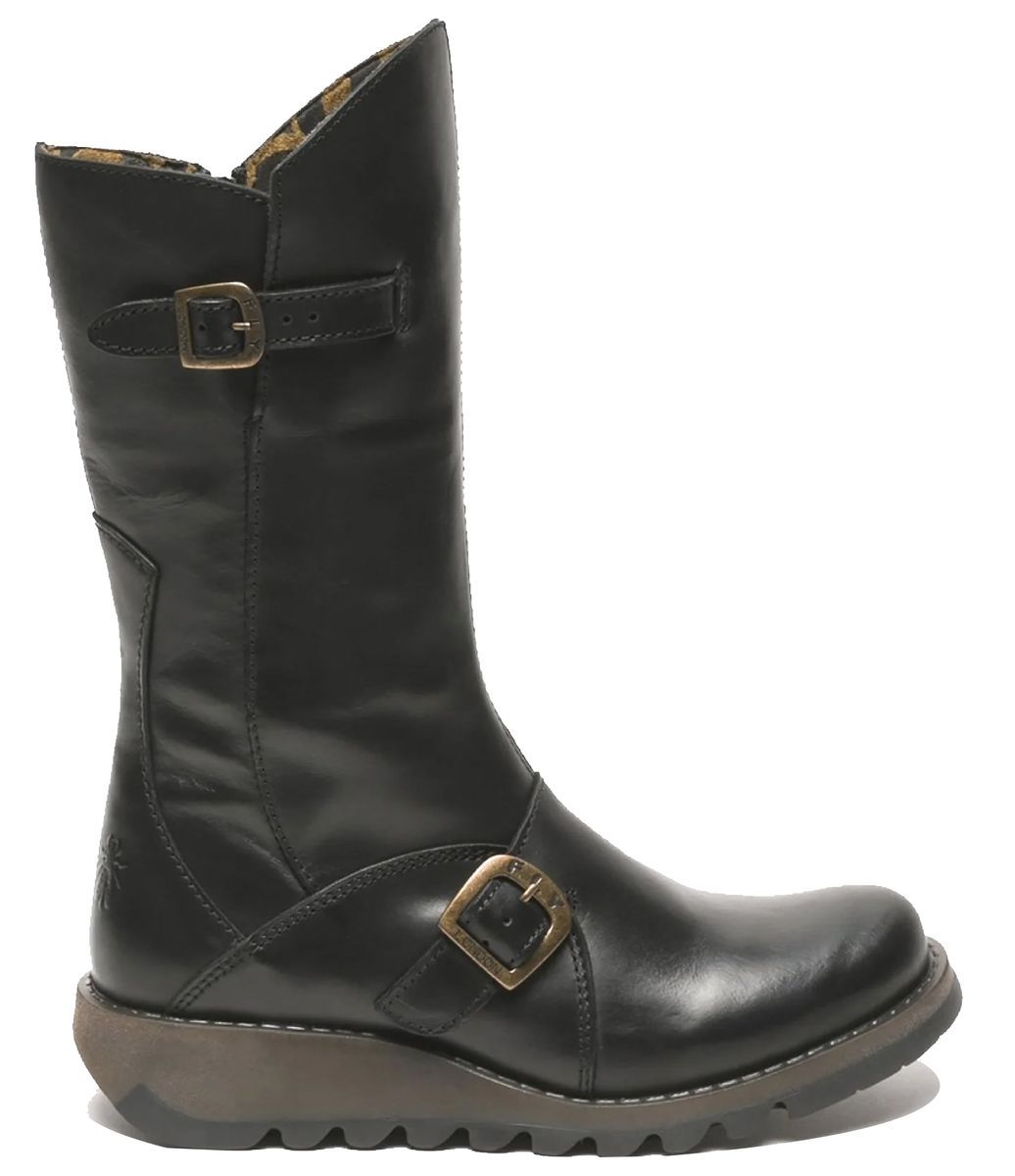 Leder Keilabsatz Hohe Stiefel