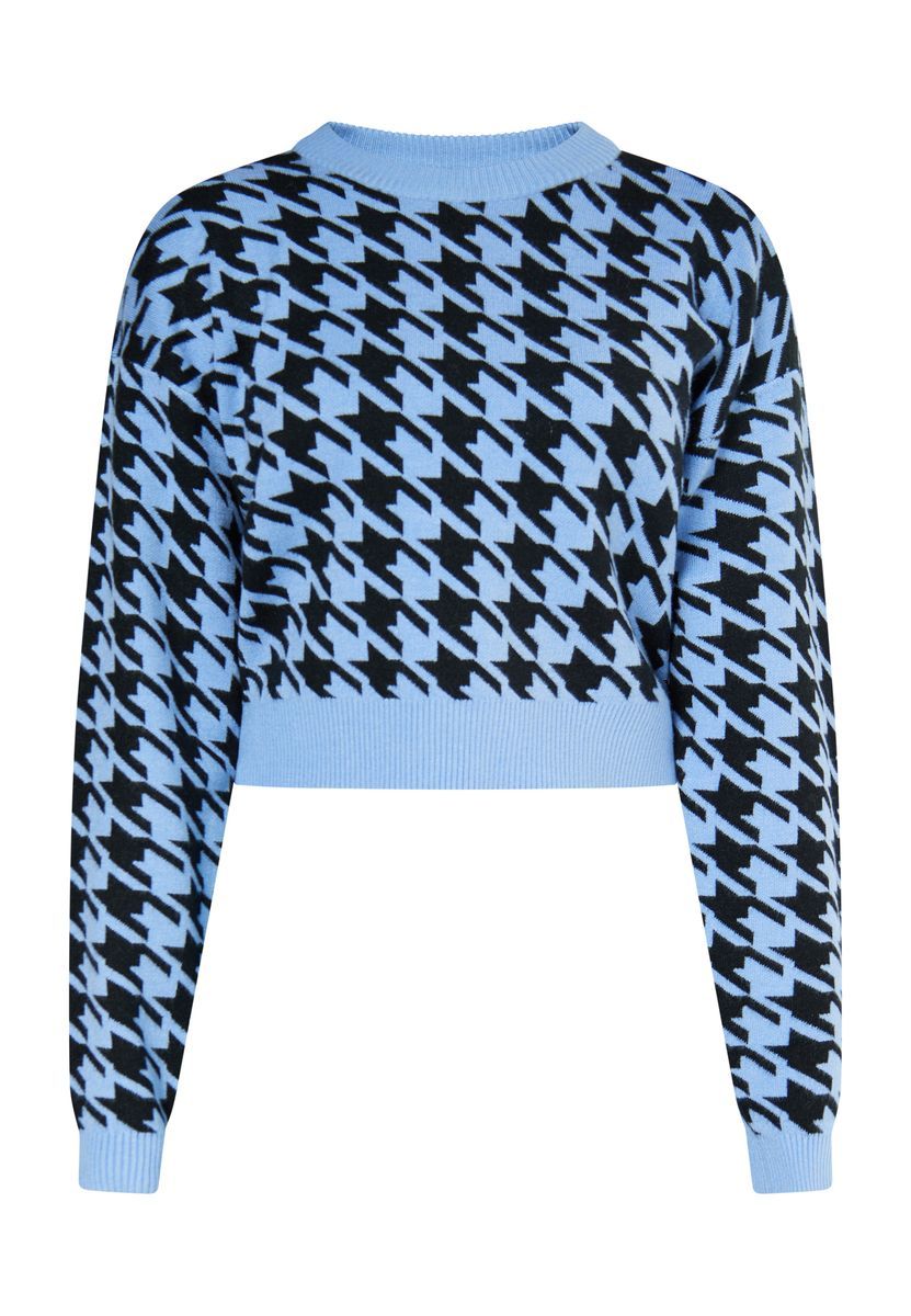 Kurzgestrickter Hahnentrittpullover