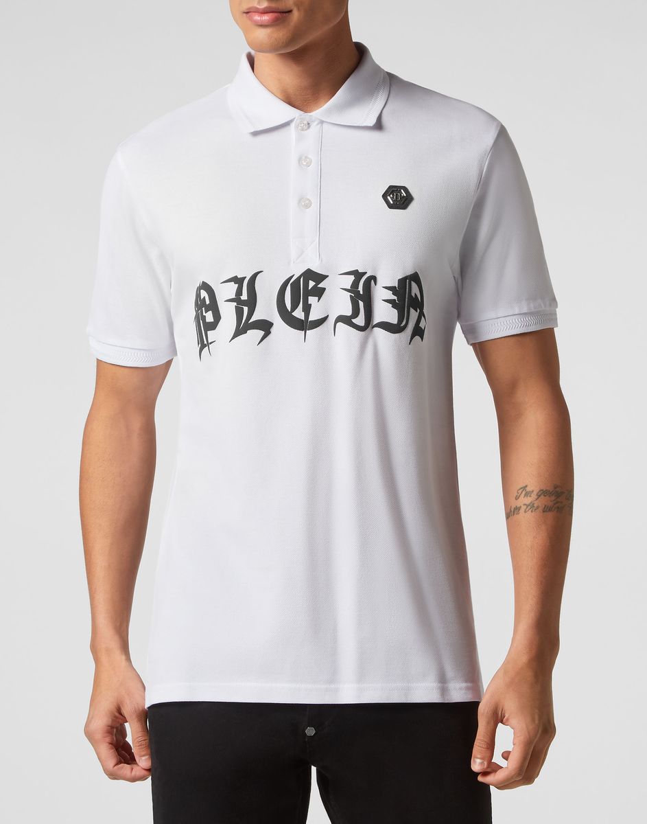 Herren Weißes Gothic-Logo-Poloshirt