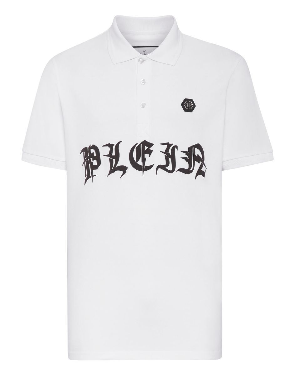 Baumwoll-Piqué-Poloshirt mit Gothic-Logo
