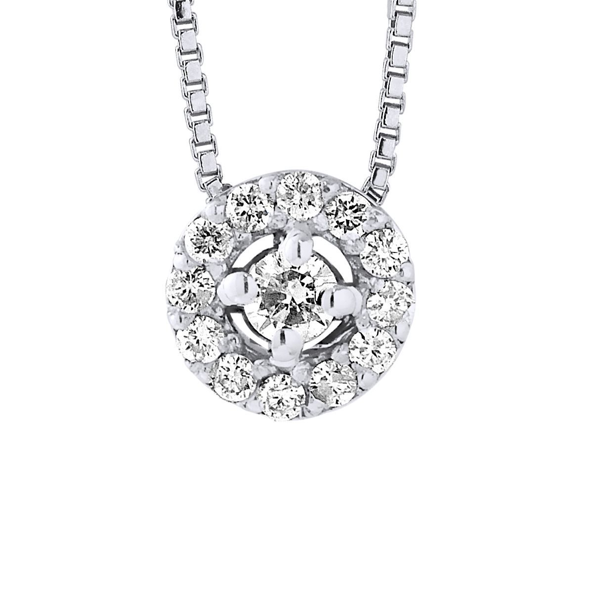 Diamant-Halo-Anhänger Halskette Weissgold