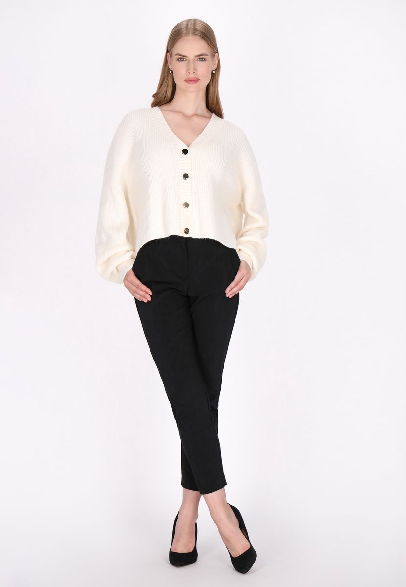 Kurz geschnittener Rippstrick-Cardigan