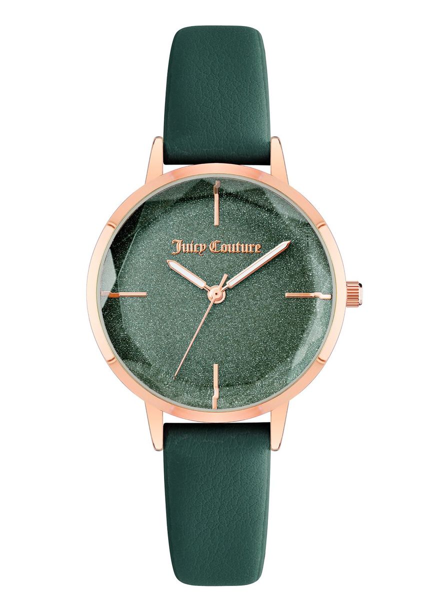 Schicke roségoldene Uhr mit grünem Zifferblatt