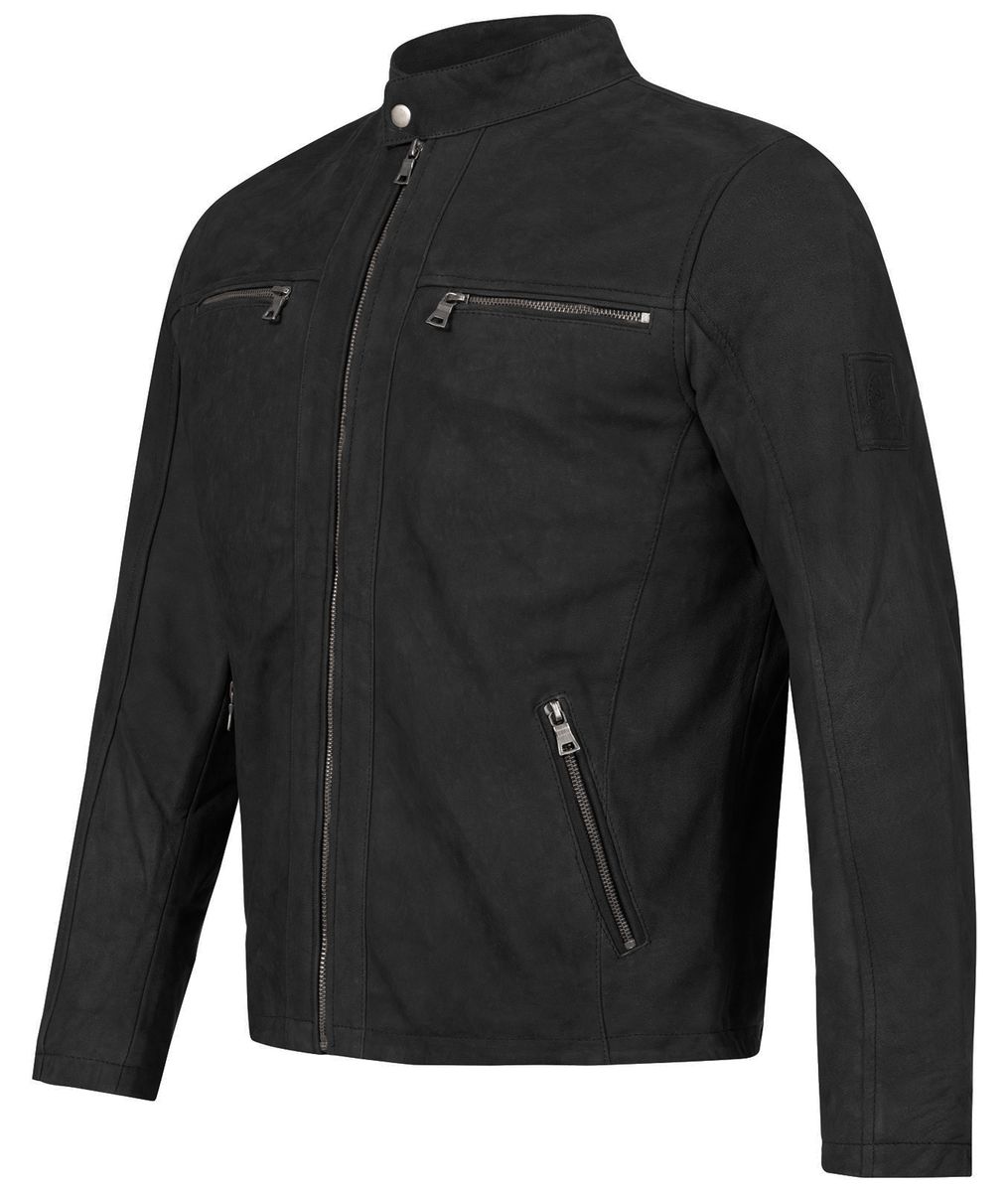 Minimalistische Bikerjacke in Wildleder-Optik