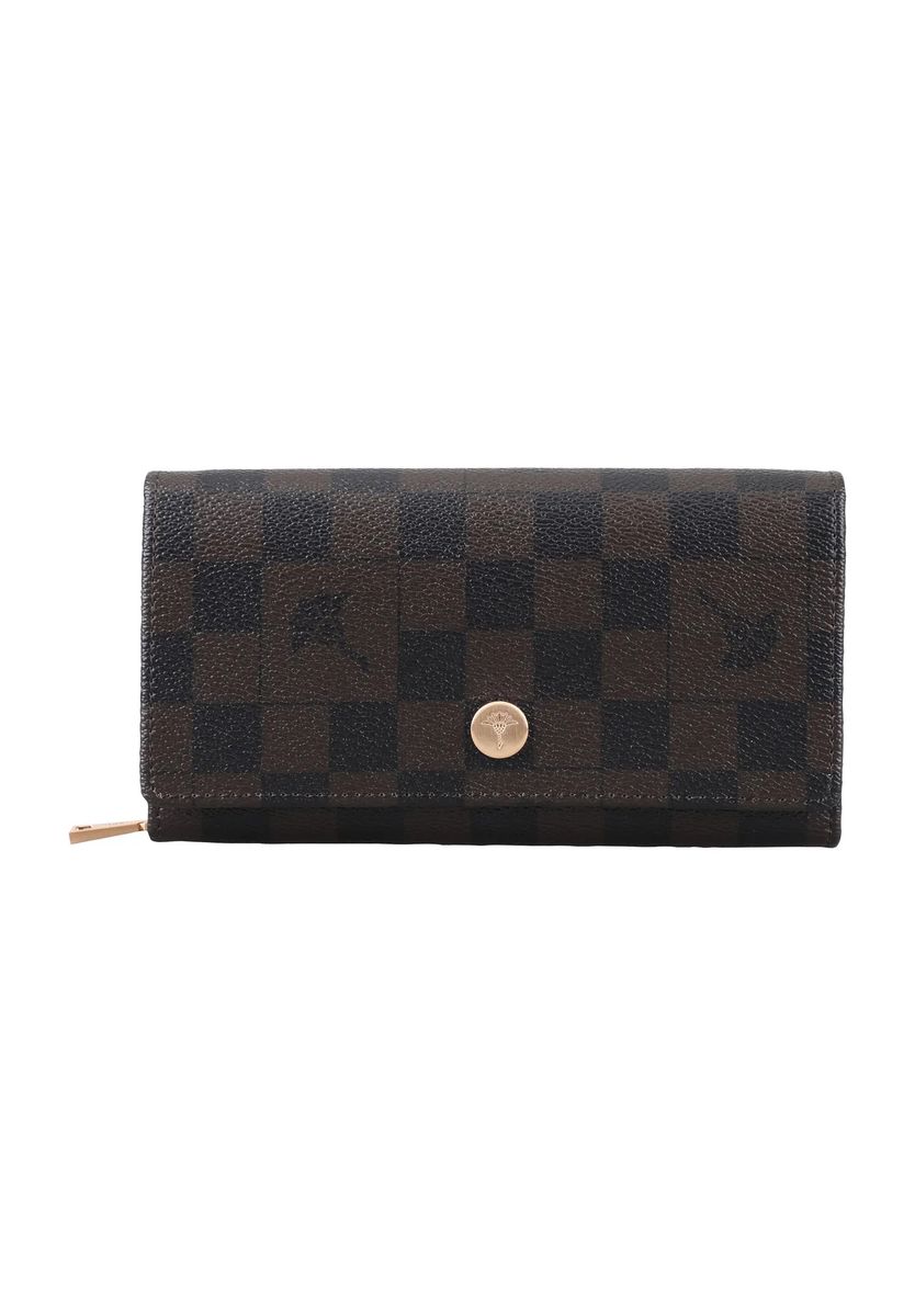 JOOP! Langbörse, Logo-Print, kariert, für Damen, braun