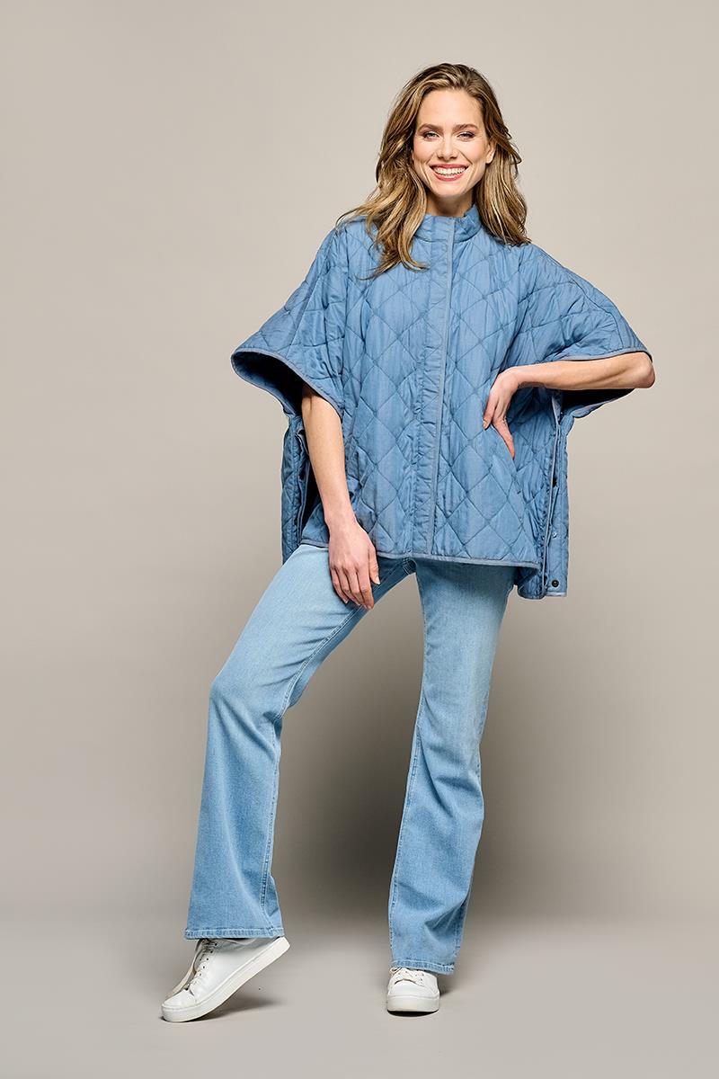 Gesteppte Poncho-Jacke aus Denim