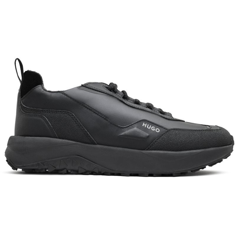 Moderner All-Black Leder Lauf-Sneaker