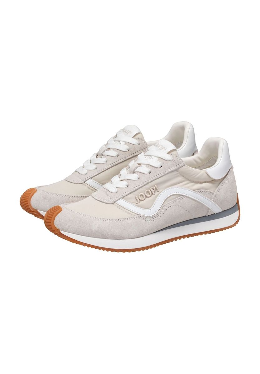 Beiger Leder Textil Retro Sneaker