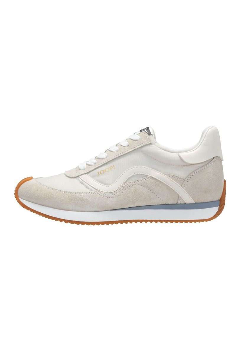 Beiger Leder Textil Retro Sneaker