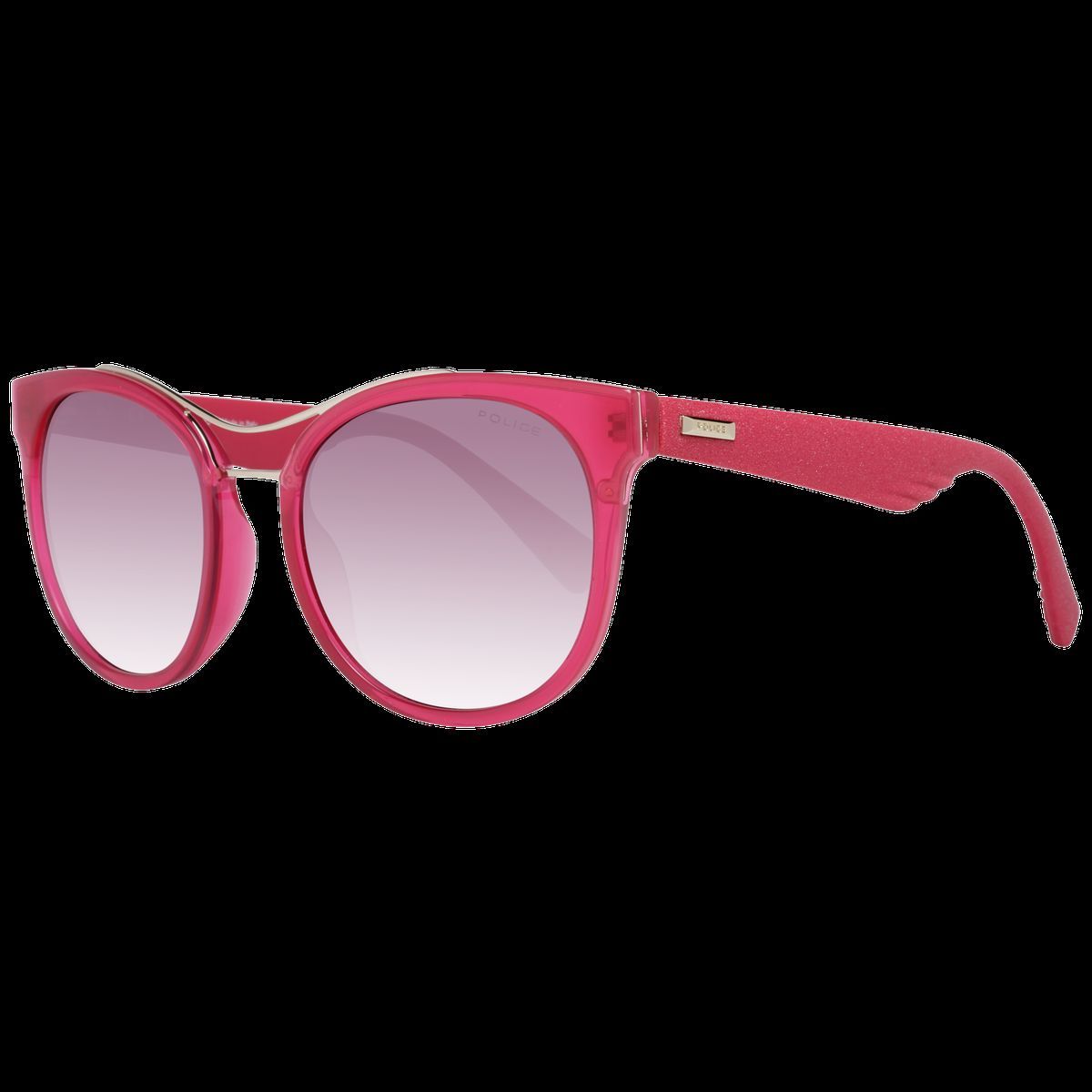 Sonnenbrille mit runden Gläsern, pinkfarbenes Glitzerfinish
