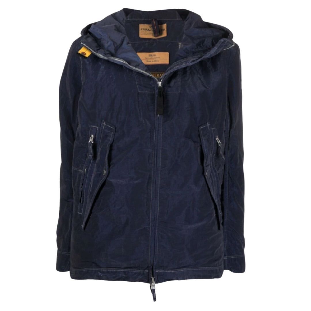 Blaue Damen Regenjacke mit Kapuze