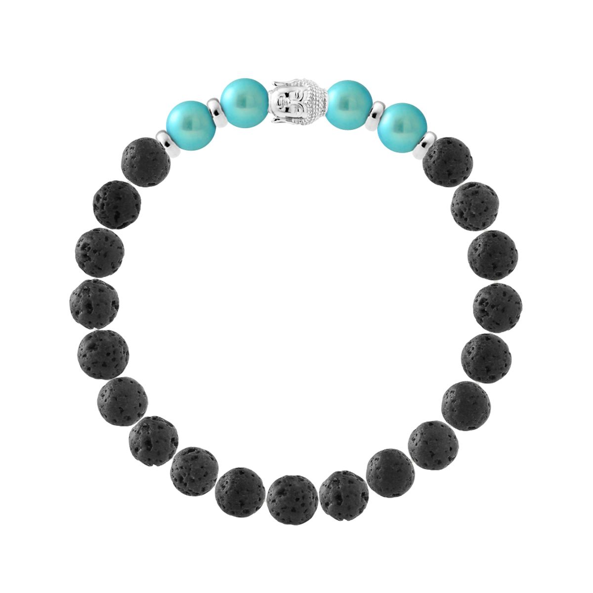 Lavastein Buddha Armband Sterlingsilber