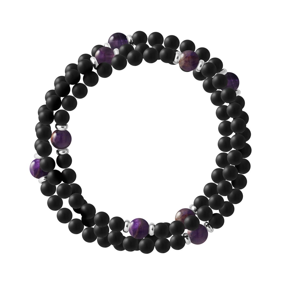 Schwarzes Achat Amethyst Perlenarmband