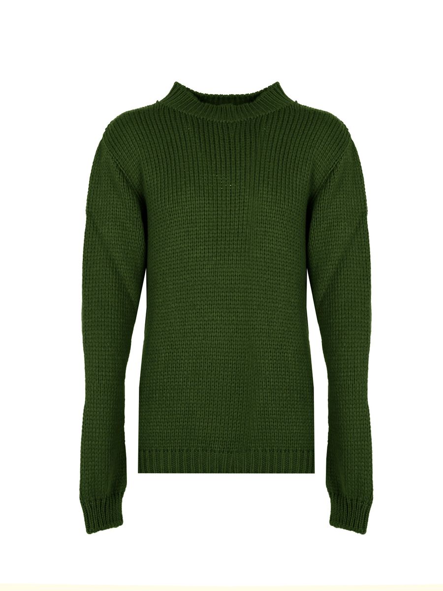 Herren Strickpullover mit geripptem Rundhalsausschnitt