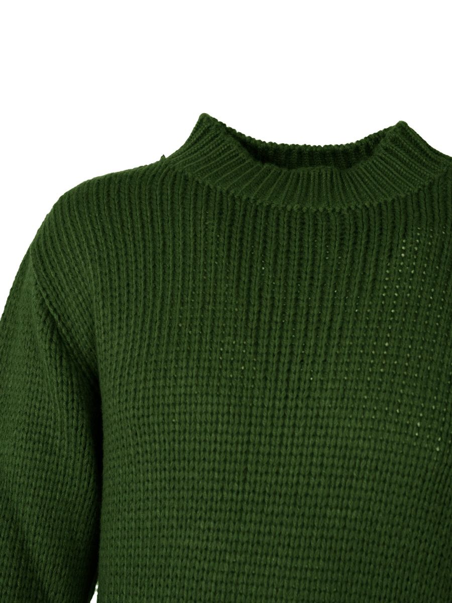 Gerippter Strickpullover mit Stehkragen
