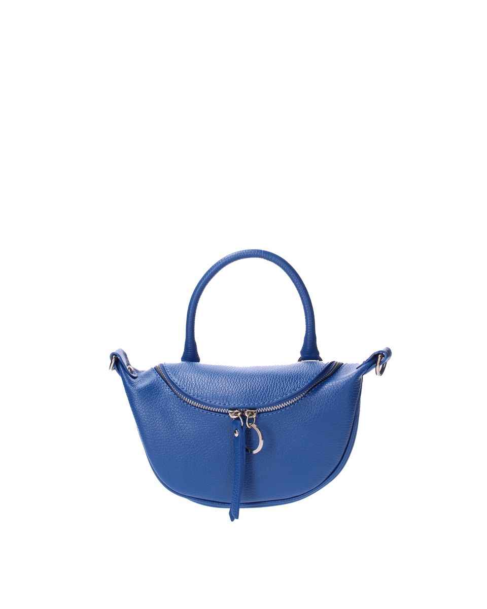Blaue Lederhandtasche mit Henkel