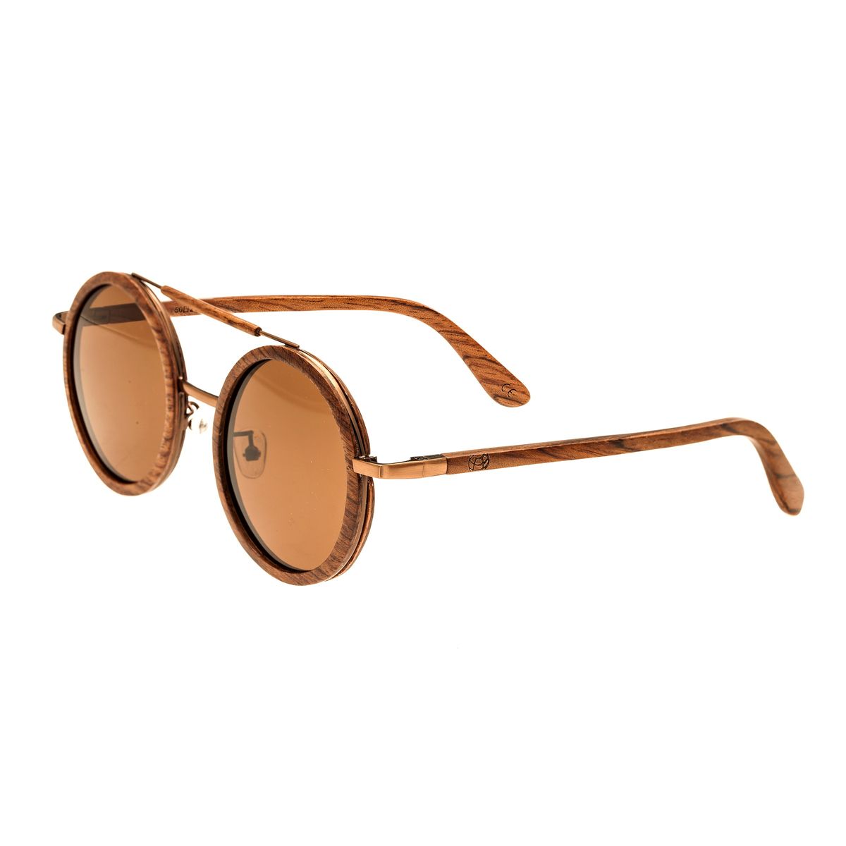 Runde Sonnenbrille mit Holzrahmen