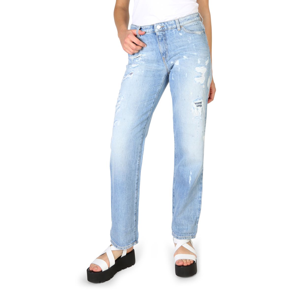 Damen Boyfriend Jeans mit Distressed-Waschung