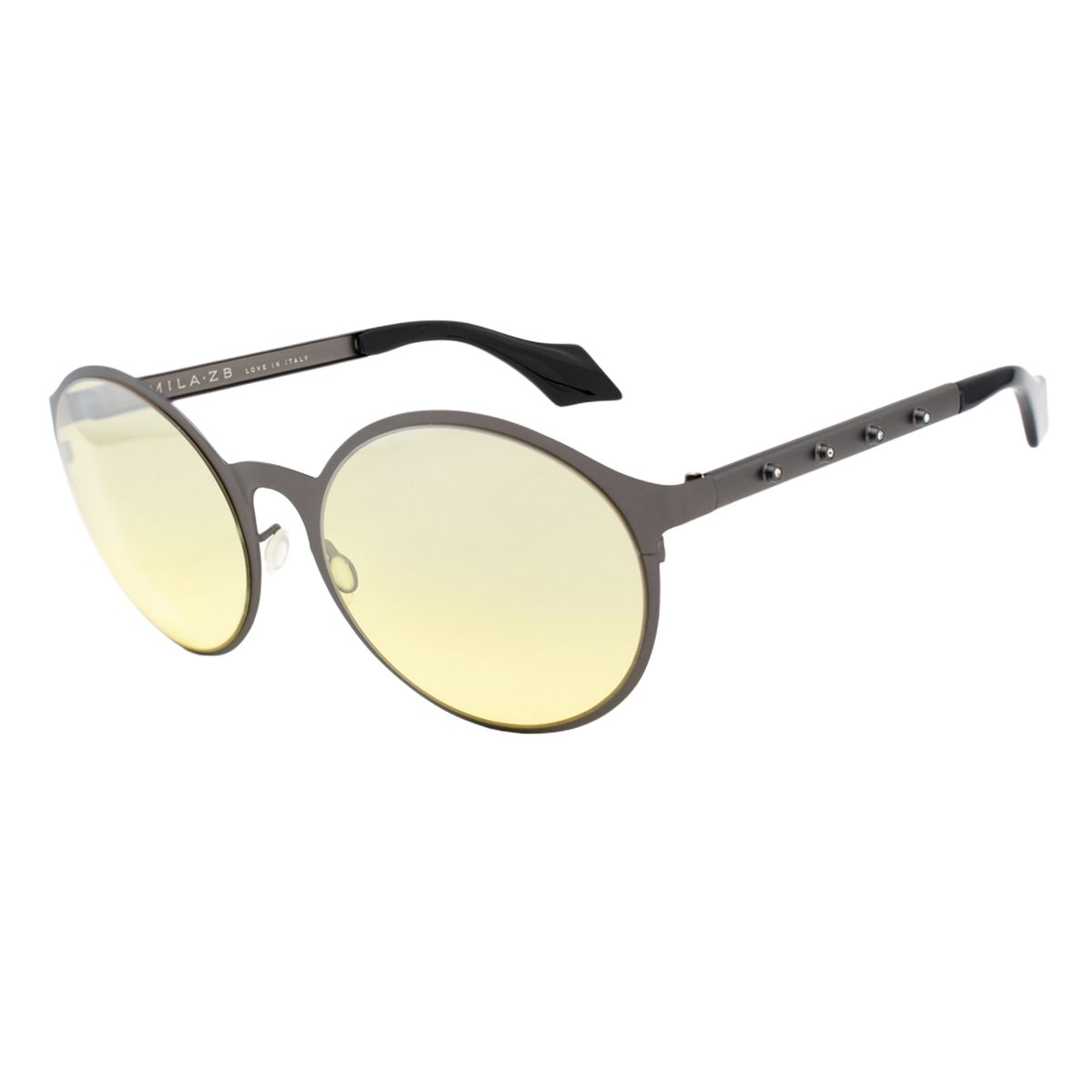 Runde gunmetal Sonnenbrille mit Nietendetail