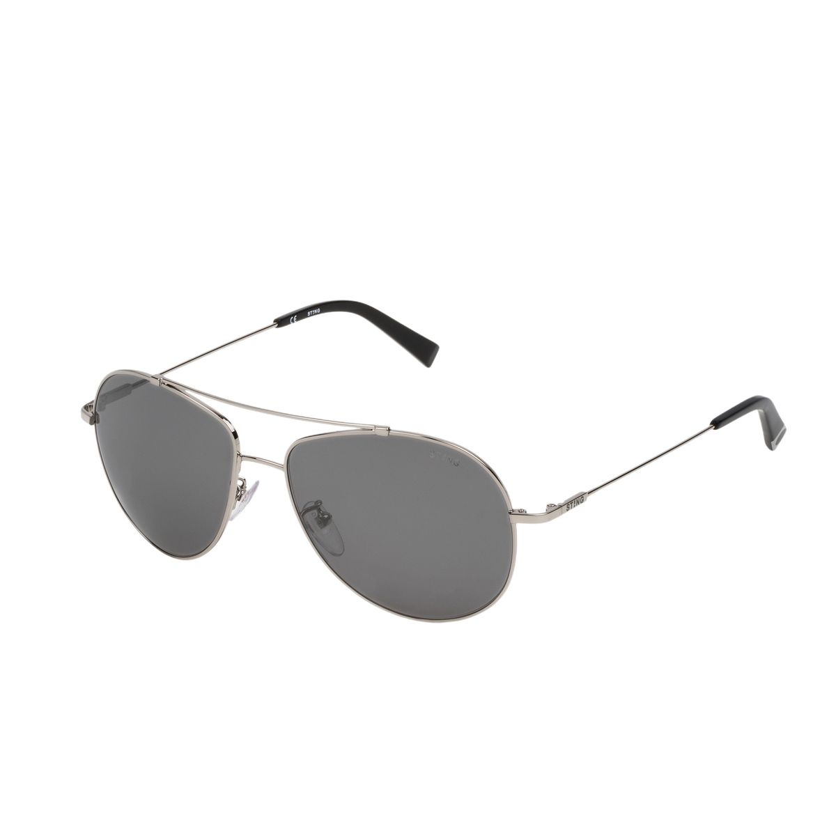 Silberne Pilotenbrille mit grauen Gläsern