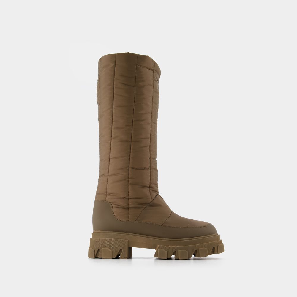 Khaki hohe Pufferstiefel