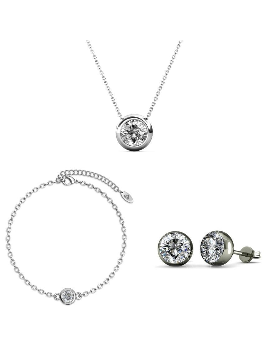 Kristall Schmuckset, Halskette Armband Ohrringe
