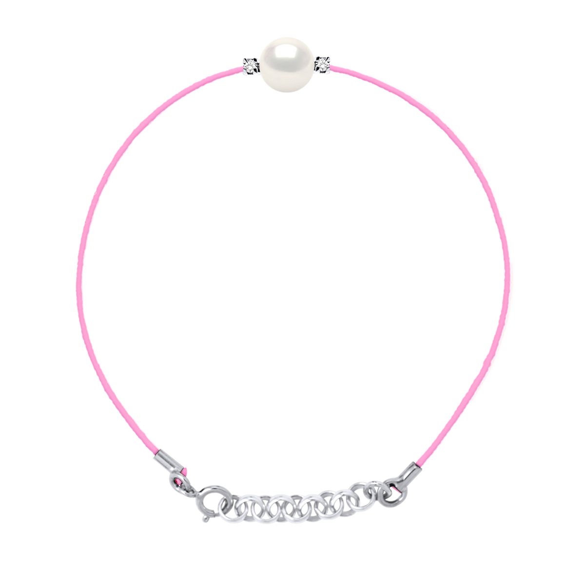 Perlen- und Diamant Rosa Kordel Armband