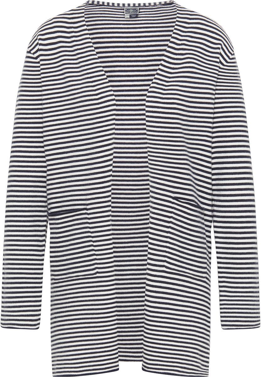 Dreimaster Cardigan Damen Marine Wollweiss