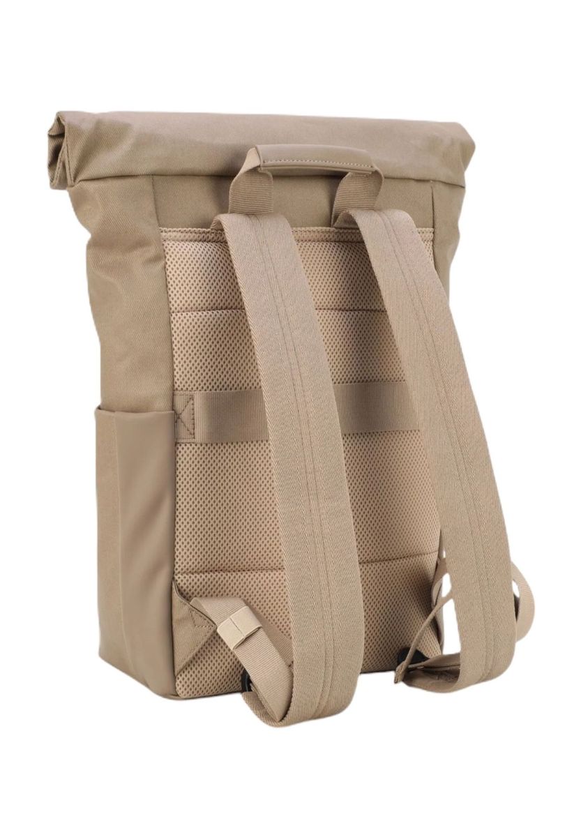 Beiger Roll-Top Rucksack mit Laptopfach