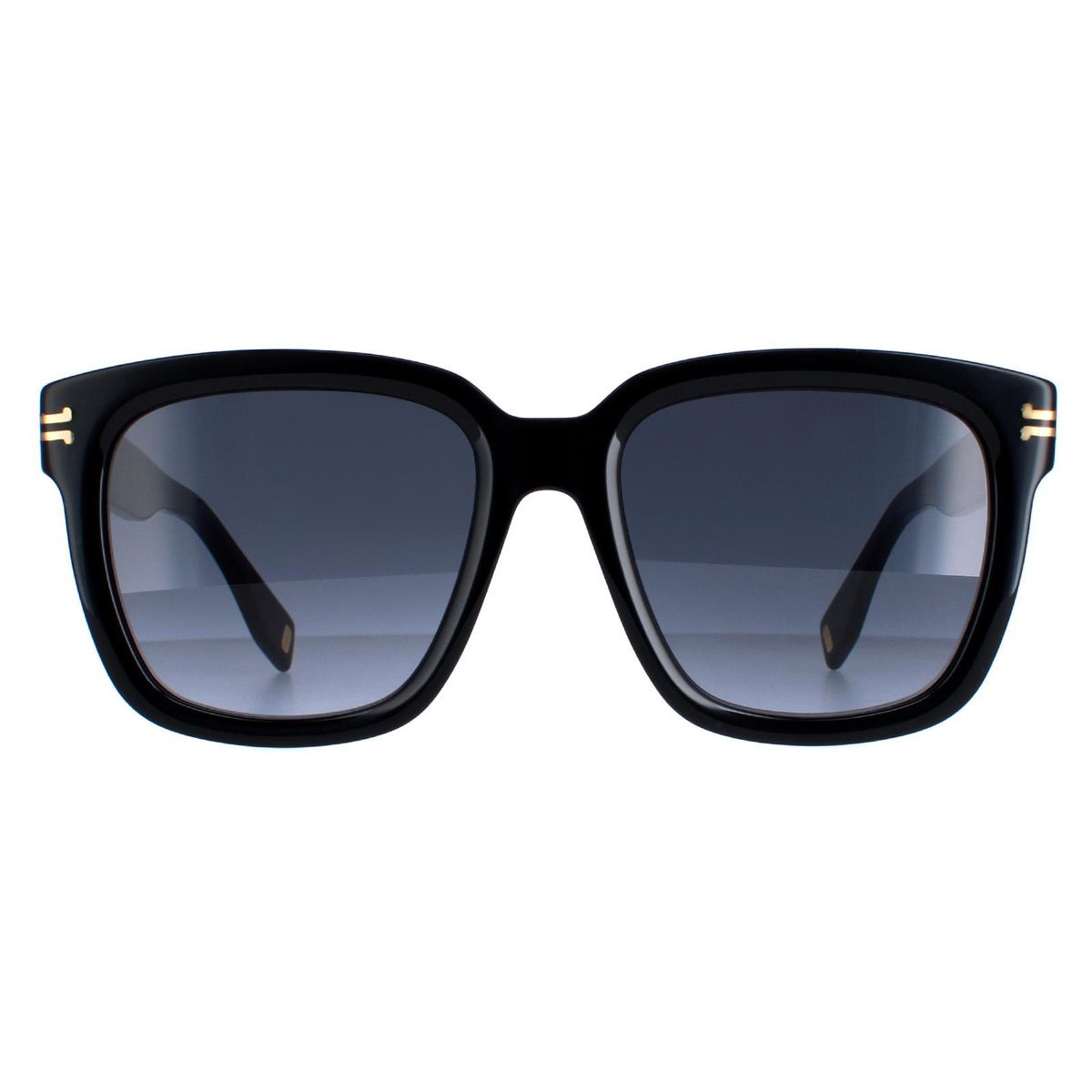 Quadratische Sonnenbrille mit goldenen Akzenten