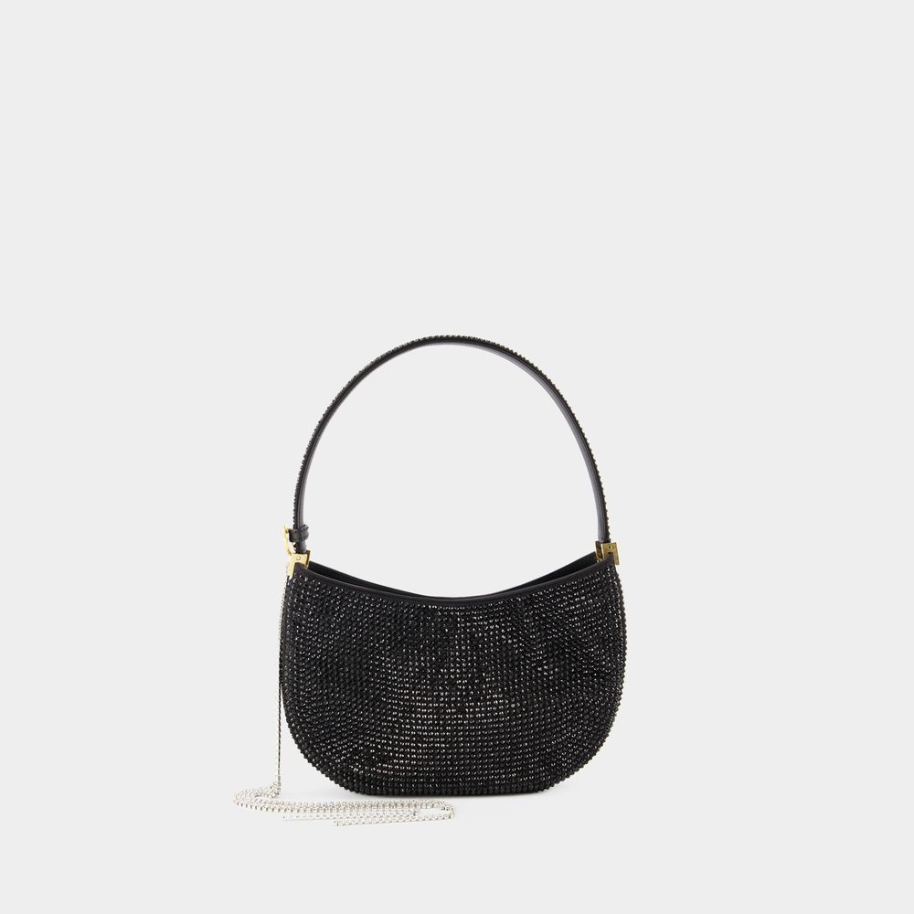 Schwarze Kristallverzierte Hobo-Tasche