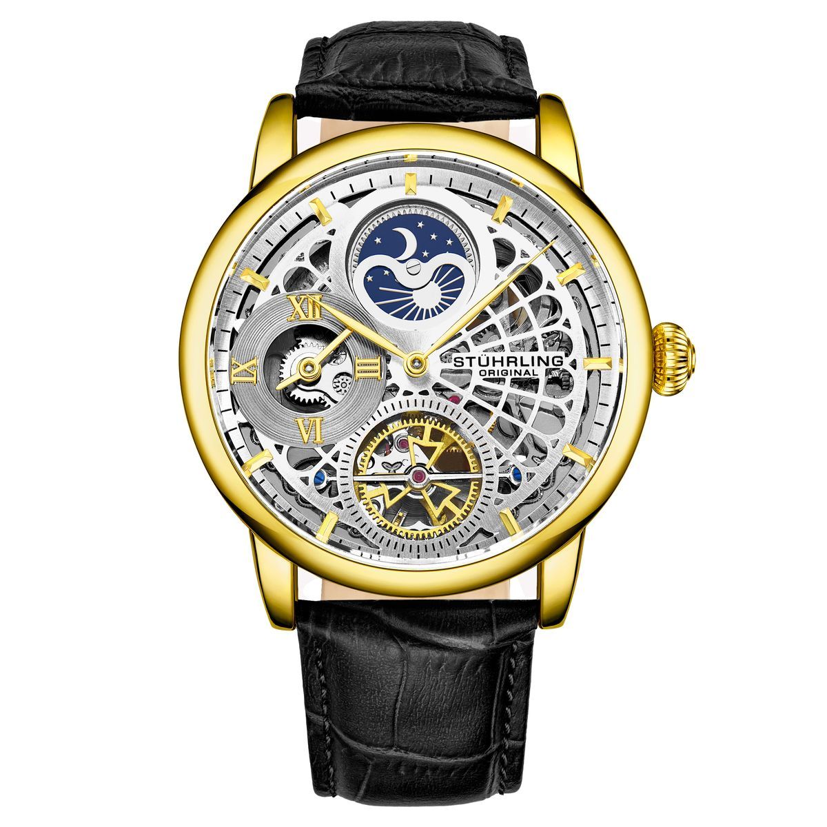 Automatische Skelett-Armbanduhr in Goldton