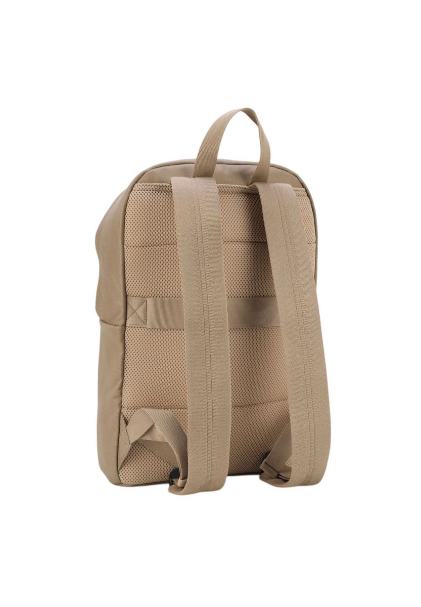 Minimalistischer beiger Canvas-Rucksack mit Logo