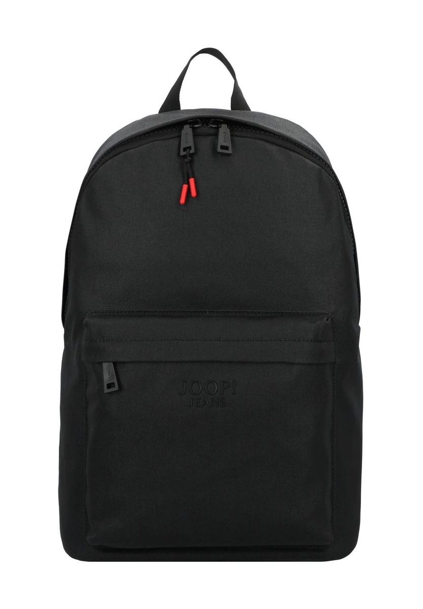 Minimalistischer schwarzer Laptop-Rucksack mit Emblem