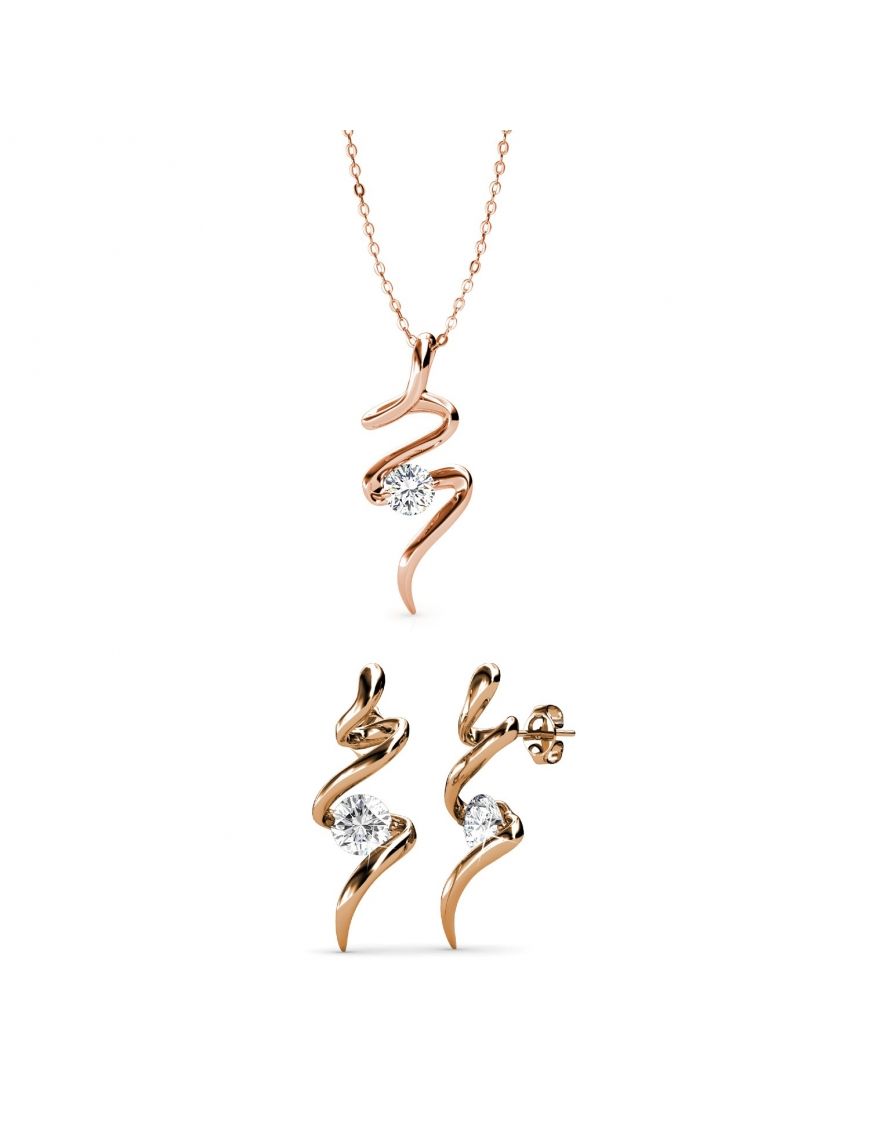 Kristall Akzent Roségold Schmuckset