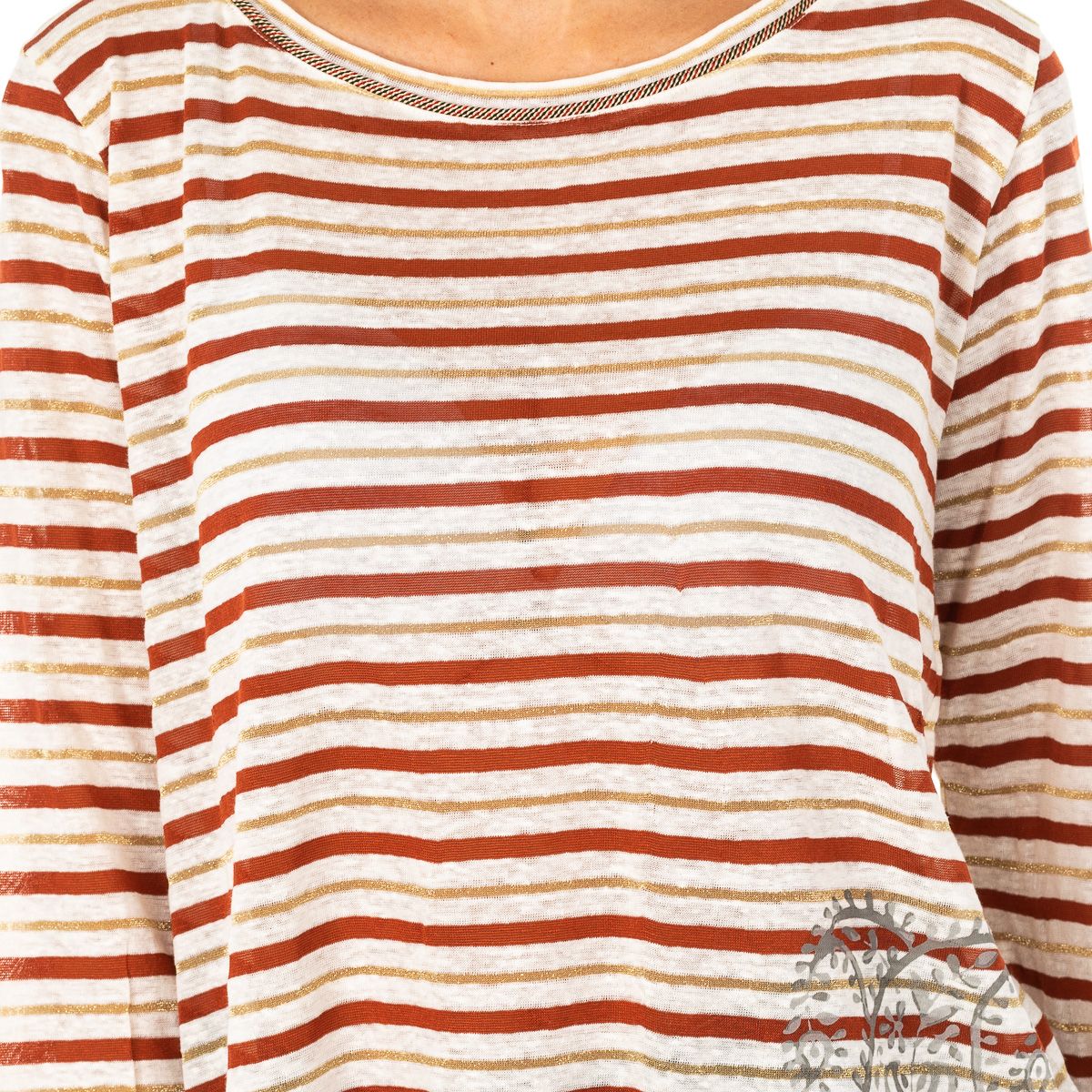 Gestreiftes Langarmshirt aus Leinenmix