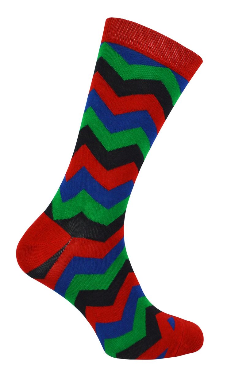 Herr Heron - Herren Bambus Socken | Neuheit Funky Socken | Gemusterte Argyle gestreifte Socken | Atmungsaktiv weich | Geschenke für ihn - Zig Zags (Rot)